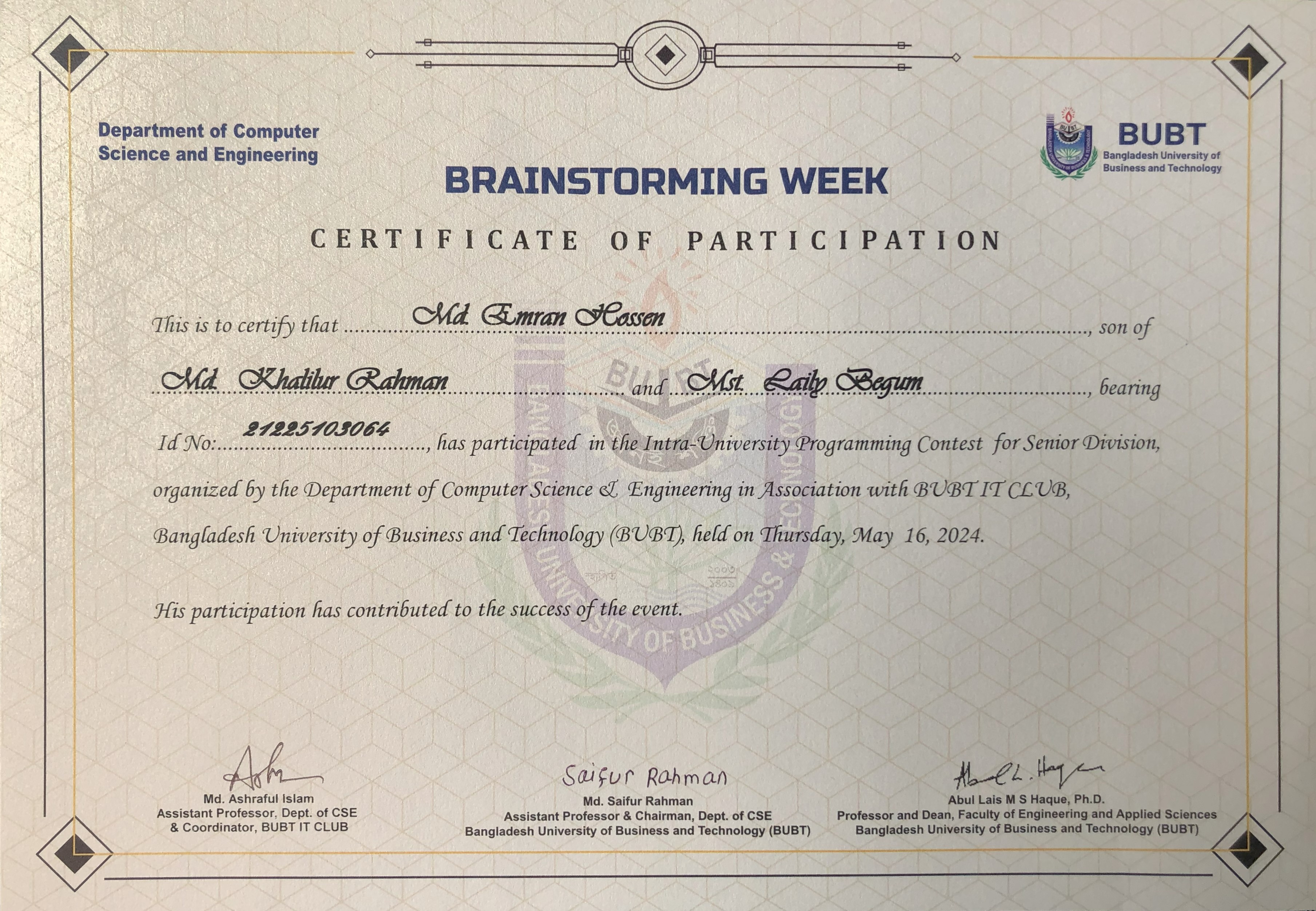 Course Completion Certificate